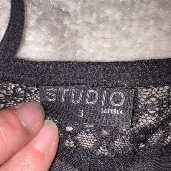 Vintage La Perla Studio Sheer Black Lace Chemise Slip 1990s Italian Lingerie - Picture 2 of 5